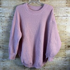 SHEIN Curve Pink Rounded Hem Pullover Chunky Thick Knit Sweater Size 2X EUC Crew